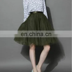 Mesh Tulle Skirt in Olive thumbnail-4