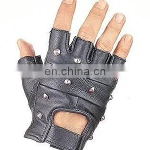 HMB-2013B LEATHER FINGERLESS GLOVES STUDS STYLE BIKER thumbnail-1