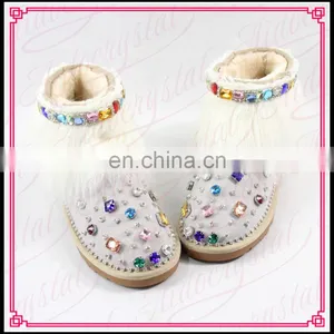 Aidocrystal 2017 New Design Fashion Women Winter Warm Ankle Rhinestone Snow Boots With Fur thumbnail-1