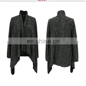 Wholesale Woman Ruffle Long Sleeve High Neck Knitted Cardigan 2016 Fashion Designs thumbnail-3
