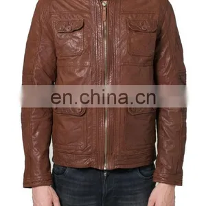 Men High Quality Leather Jean Pocket Jacket thumbnail-1