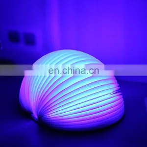 Wholesale Drop Shipping Creative Portable USB Charging Semicircle Foldable Pages Colorful Dimming LED Book Shape Light Night thumbnail-2
