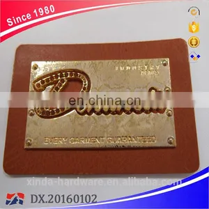 Custom Embossed Zinc Alloy Badge With Crystal Rhinestone Leather Patches thumbnail-1