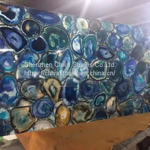 Semiprecious Stone Lapis Lazuli Blue Agate Wall Tile Slabs Transparent Onyx Gemstone Luxury Interior Decoration thumbnail-1