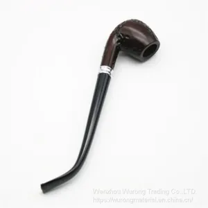 245mm Length Wooden Resin Medium Tobacco Pipe With Small Black Carving Head for Smoking thumbnail-4
