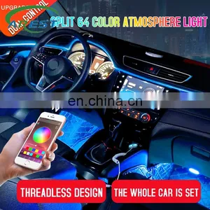 LED Car Interior Ambient Foot Lights 8m 1 in 10 EL Neon Strip Light RGB Multiple Mode App Sound Control Auto Decorative Lamp 12v thumbnail-1