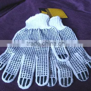 Slid Resistant Cotton Knitted PVC Dotted Work Gloves With PVC Dot LG014 thumbnail-1
