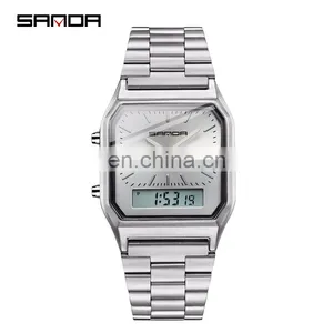 SANDA 747 Simple High Quality Digital Quartz Watch For Man Stainless Steel Time To Showed Luminous Fashion Watches Men thumbnail-2