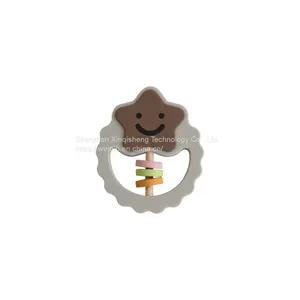 Star Silicone Baby Teether Food Grade Silicone Teething Ring Baby Teething Pendant thumbnail-4