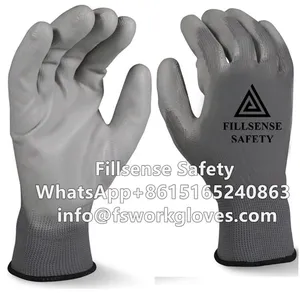 13Gauge Grey Polyester Liner Grey PU Coated Gloves PU/Polyurethane Coated Working Gloves thumbnail-4