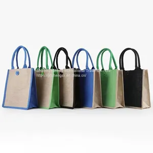 Wholesale Cheap Durable Colorful Jute Bag Jute Shopping Bag Custom Jute Tote Bag thumbnail-1