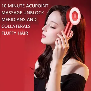 2024 New High QualityRed Light Therapy Heating Massage Comb High Frequency Vibration Soothing Hair Growth Scalp Massage Brush thumbnail-3