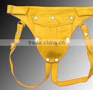 Men Leather Break Away Front Gay Jockstraps Jock Straps With Seven Snaps thumbnail-1