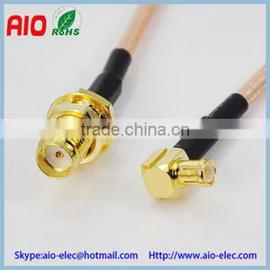 RG174 RF Coaxial Coax Cable Assembly SMA Female to MCX Male Right Angle Adaptor Cable thumbnail-1