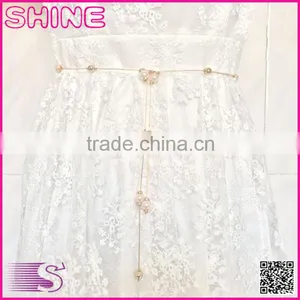 New Metal Waist Chain Belt Rhinestone Studded Peal Belt Lady's Casual Decorate Skirt Slim Chain Belt thumbnail-1