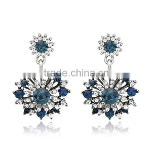 18K Gold Plated Crystal Fashion Lady Sunflower Type Drop Earrings thumbnail-2