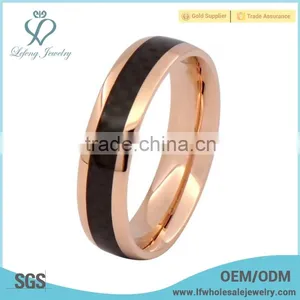 Top Selling Rose Gold Ring Titanium With Carbon Fiber Engagement Ring thumbnail-1