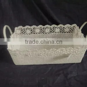 2015 Fashionable Crochet Cotton Baskets With PVC Handles thumbnail-3