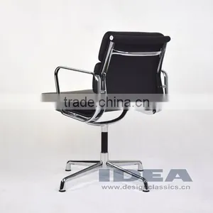Replica Charles Charles Soft Pad Meeting Chair - Black Color Genuine Leather thumbnail-4