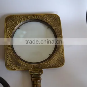 NAUTICAL BRASS FOLDING SQUARE ANTIQUE BRASS MAGNIFYING GLASS WITH LEATHER CASE NMG002 thumbnail-5