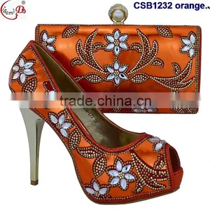 CSB1232 Fashionable New Design High Heel Shoes Matching Bags.italian Shoes Nad Bags for Ladies thumbnail-1