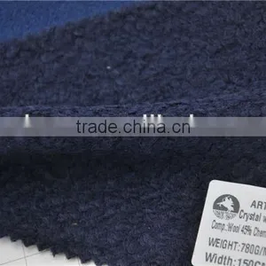 Hot Sell Crystal Heavy Woolen Wool Navy Fabric for Coats thumbnail-1