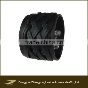 Wholesale Custom Quality Pure Leather Black Braided Bracelets for Men thumbnail-2