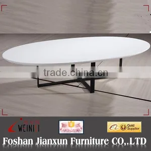 YA606# Ellipse Shape Steel White Glossy Top Center Table thumbnail-1