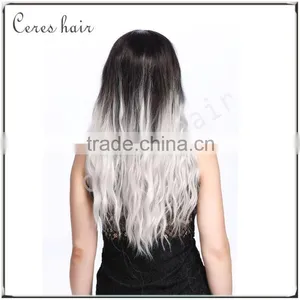 Fashion Gradual Colors Heat Resistant Costumes Wig Ombre Gray Synthetic Wig for Party Long Curly Style Quality Choice thumbnail-4