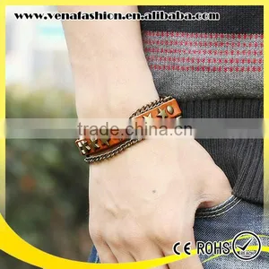 Star Italian Engraved Leather Bracelet, Suede Leather Bracelets thumbnail-1