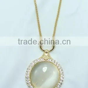 2013 Cat-eyes Stone Crystal Necklace &18K Gold Plating Chains Necklace thumbnail-1