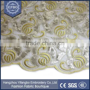 2016 Gold Color Embellished Sequin Tulle Lace Fabric For Birthday Part Dress thumbnail-6