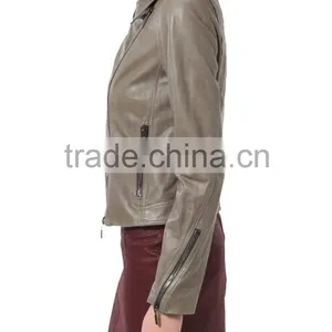 Newest High Collar Short Ladeis PU Jackets thumbnail-3