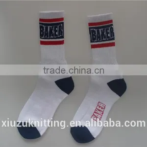 White Custom Logo Adult Men Terry Sole Rubber Socks thumbnail-6