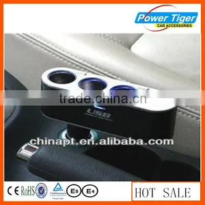 Triple Socket 12V/24V Car Cigarette Lighter With USB Port thumbnail-1