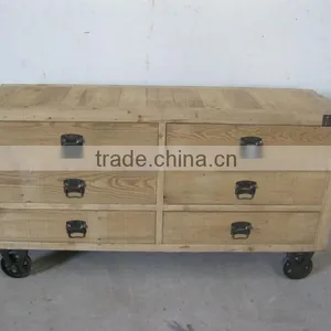 Old Wood Cabinet With 6 Drawers thumbnail-1