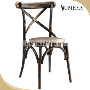 Wholesale French Stackable Imitation Wood Chair, Arm Chair Aluminum Bistro Chair With pu Leather Seat thumbnail-6