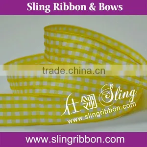 High Quality Yellow Plaid Ribbon Wholesale thumbnail-1