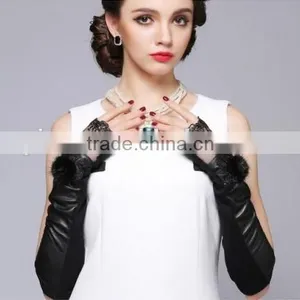 Sexy Lace Girls Long Gloves Leather Fur Girls Long Gloves thumbnail-4