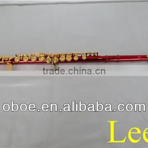 Woodwind Musical Instrument Cupronickel Body C Tone Nickel Plated 16 Closed Holes Colorful Red Flute--4101 thumbnail-1