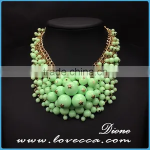 Green Beads Stones Luxury Bohemian Bib Collar Exaggerate Beaded Charms Necklace thumbnail-1