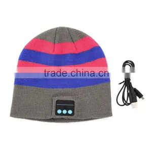 Cool Striped Wireless Bluetooth Music Knit Hat With Handsfree Smart Cap Headset thumbnail-3