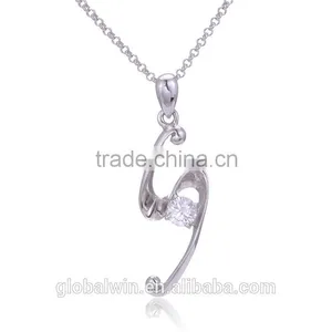 Fashion Simple S Shape Solid 925 Sterling Silver Letter Bead Necklaces Pendant thumbnail-1