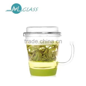 Wholesale High Borosilicate Glassware 300ml Glass Cups With Lid TB342 thumbnail-1