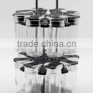 Wholesaler Spice Jar Set Empty Jar Pet Clear Bulk Spice Jar Double-deck Wit Metal Stand 16S005 thumbnail-1