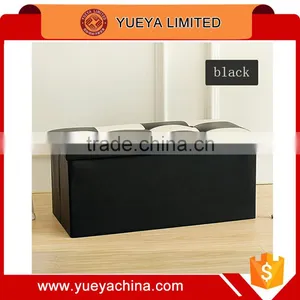 Waterproof Rectangle Faux Leather Folding Seat Foot Stool Storage Box thumbnail-1
