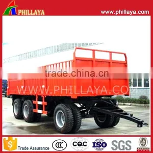 40T 50T 3 Axle Steel Fence Truck Trailer Tri-Axle Cargo Drawbar Towing Full Trailer thumbnail-3