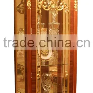 Hand Carving Wooden Display Cabinet,Luxury Decorative 4-Door Wine Cabinet, Antique Gold Painting Storage Cabinet For Living Room thumbnail-2