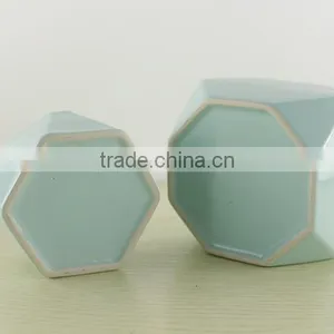 Factory Wholesale Custom Design Prismatic Holder Ceramic Candle Jar thumbnail-4