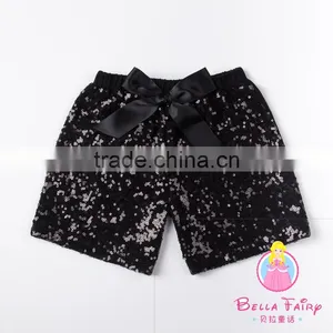 2016 New Colors Boutique Wholesale Little Baby Girls Shiny Sequin Tight Shorts Casual Clothes Short Bow Girls Leggings Pants thumbnail-3